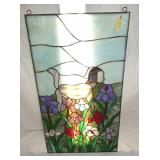 20X40 STAINED GLASS WINDOW W/ DOG