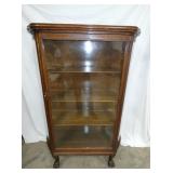 OAK TRIPLE CURVED CHINA W/ CLAW FEET