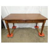 34X60 WALNUT TABLE W/ 2 DRAWERS