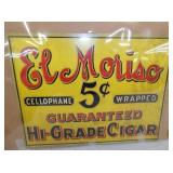 14X10 EL MORISO 5CENT CIGARS SIGN