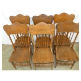 VIEW 2 CLOSEUP SET 6 OAK CHAIRS