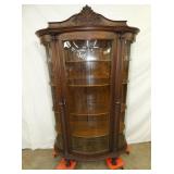 ORIG. FINISH OAK CURVED GLASS CHINA