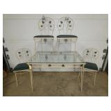 WROUGHT IRON GLASS TABLE SET