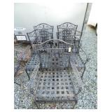 SET 5 MATCHING WROUGHT IRON CHAIRS
