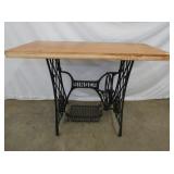 SINGER BASE W/ BUTCHER BLOCK TOP