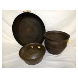 CAST IRON POTS, EARLY TIN WARE