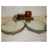 VICT. DRESSER MIRRORS,RED WARE, ETC