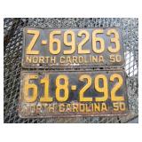 NC LIC. TAGS 1950