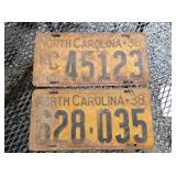 NC LIC. TAGS 1938