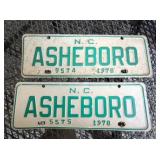 1978 ASHEBORO CITY TAGS
