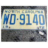 1972 NC LIC. TAG W/ DMV TAG