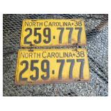 SET 1938 NC LIC. TAGS