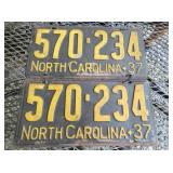 SET 1937 NC. LIC. TAGS