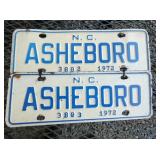1972 ASHEBORO CITY TAGS