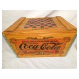 WOODEN COCA COLA CHECKER BOARD BOX