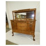 OAK SIDEBOARD W/ MIRROR