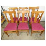 6 MATCHING OAK T BACK CHAIRS