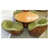 UNUSUAL WHISKEY BARREL TABLE W/ 4 CHAIRS