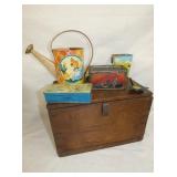 J. CHEIN TIN TOYS, WOODEN BOX