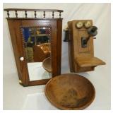 VICT. CORNER SHELF, DOUGH BOWL, PHONE