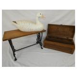 CAST STOOL, WOODEN BOX, DUCK