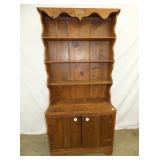 PINE STEPBACK PEWTER HUTCH