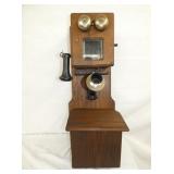 OAK WALL PHONE W/ OPEN ESCAPES