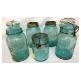 VARIOUS BLUE MASON JARS