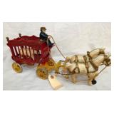 CAST IRON CIRCUS TIGER CART W/ HORSES