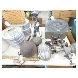 EARLY TIN MOLDS, GRINDER, OTHERS