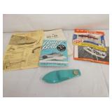 EARLY BOAT PAPER ITEMS W/ 8IN TOY BOAT