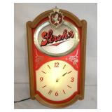 11X20 STROHS BEER LIGHTED CLOCK