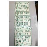 1963 ROAD TAX TAGS