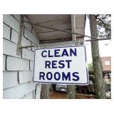 PORC. CLEAN REST ROOMS SWINGER SIGN