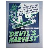 EMB. DEVILS HARVEST MARIJUANA SIGN