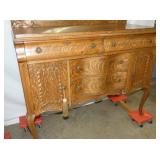 VIEW 4 47X54 ORNATE OAK SIDEBOARD