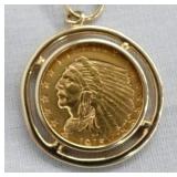 1915 $2 1/2 GOLD INDIAN W/ FRAME