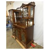 VIEW 4 ORNATE OAK SIDEBOARD/CHINA
