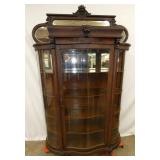 FANCY TRIPLE MIRROR OAK CHINA CLOSET