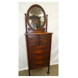 OAK LINEN CHEST W/ MIRROR
