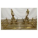 FIGURAL BRASS FIREPLACE SET