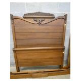 OAK HIGHBACK BED W/ LOG ROLL