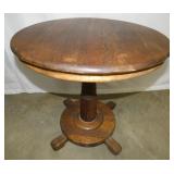 OAK PEDESTAL DRUM TABLE