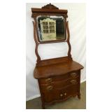 SERPENTINE OAK WASHSTAND W/ MIRROR
