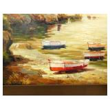VIEW 3 CLOSEUP BOATS OIL ON CANVAS