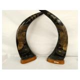 17IN HAND CARVED BUFFALO HORN