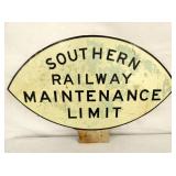 SOUTHERN RR MAINTENANCE LIMIT SIGN