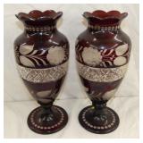 EARLY PAIR CUT TO CLEARN VASES