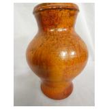 10IN CROME RED POTTERY VASE