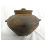 EARLY POTTERY JAR W/ LID